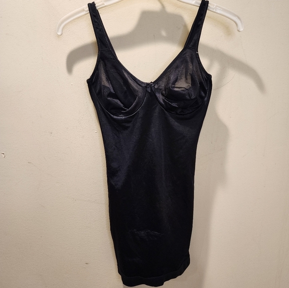 FLEXEES Vintage Black One piece Slimmer Slip With Underwired Bra  size 34C - Picture 4 of 13